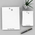 PrintPPS Personalized Monogram Notepads with your 2 Initials Diagonally - 2 Pack Gift Set of 5 x 7 @ 50 Sheets Per Pad - Optional Ruled Lines - Custom Stationery For To Do Checklists, and Gifts