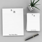PrintPPS Personalized Monogram Notepads with your 2 Initials Diagonally - 2 Pack Gift Set of 5 x 7 @ 50 Sheets Per Pad - Optional Ruled Lines - Custom Stationery For To Do Checklists, and Gifts