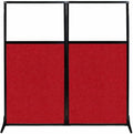 Versare Workstation Partition | Portable Wall Divider | Modern Office Cubicle | Free Standing Privacy Screen | Flexible Work Space | 66" x 70" W/Window, Red Fabric Panels
