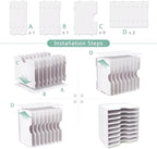 SONGWAY File Organizer for Desk - 9 Tier Wide Document Holder, Letter Mail Tray Storage Rack, File Sorter Organizer, Paper Storage Holder, Desktop Organizer for Home Office School, White
