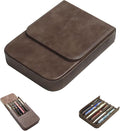 MIVLXLX Leather 6 Fountain Pen/Pencil Tray Case, Handmade, Magnetic Closure with Drawer Design, Gift Choice for Man/Woman/Office, 6 Slots（gray）