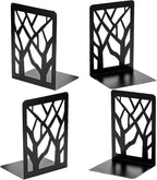MSDADA Book Ends, Bookends, Book Ends for Shelves, Bookends for Shelves, Book Ends for Heavy Books, Book Shelf Holder Stand for Home Decorative，Metal Bookends Stoppers, Black(2 Pairs)