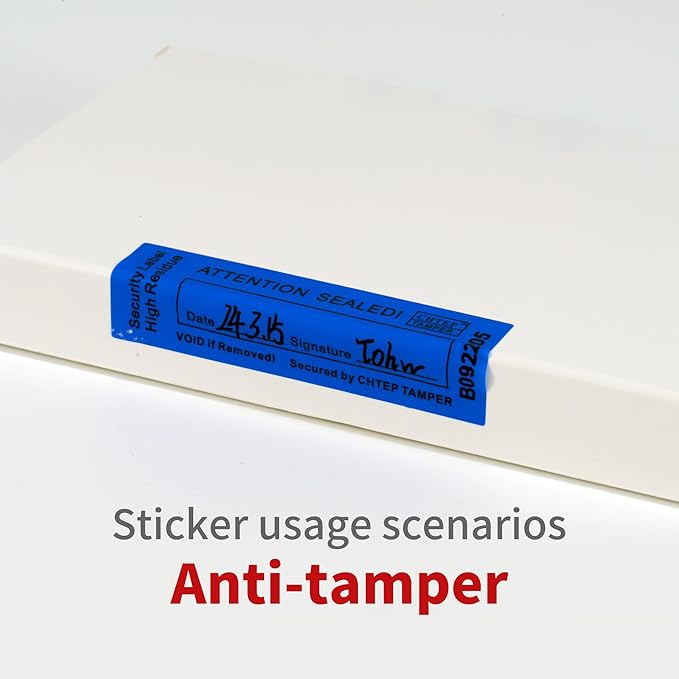 ChtepTamper 100 Pieces Total Transfer Tamper-Evident Stickers Security Labels Great for Goods Shipping,Exchange of Agency Files, Privacy Protection or More(Serial Number 0.8 * 2.4inches Blue)