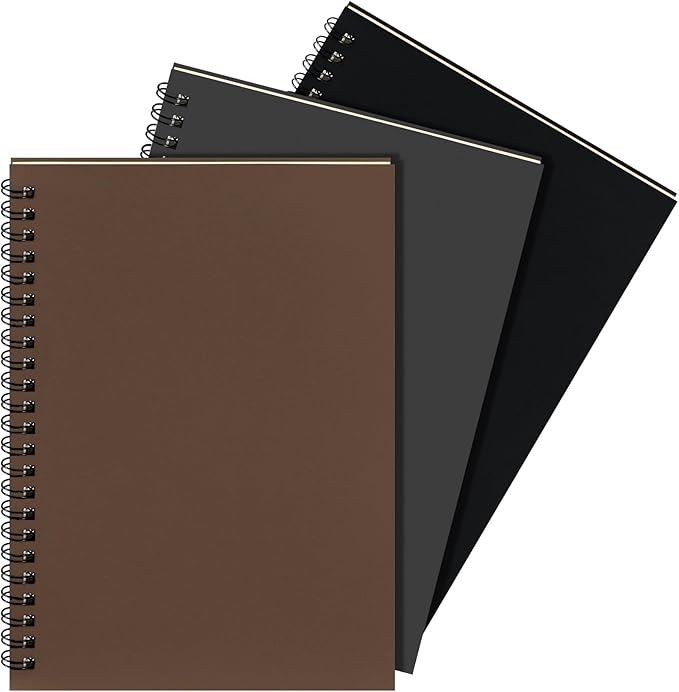 Yahenda Spiral Notebook Bulk A5 Journal Lined 8.3'' x 5.5'' Writing Composition Paper Small Notepad Subject Notebook for Students Office Business Back to School Supplies(Dark Color,3 Pcs)