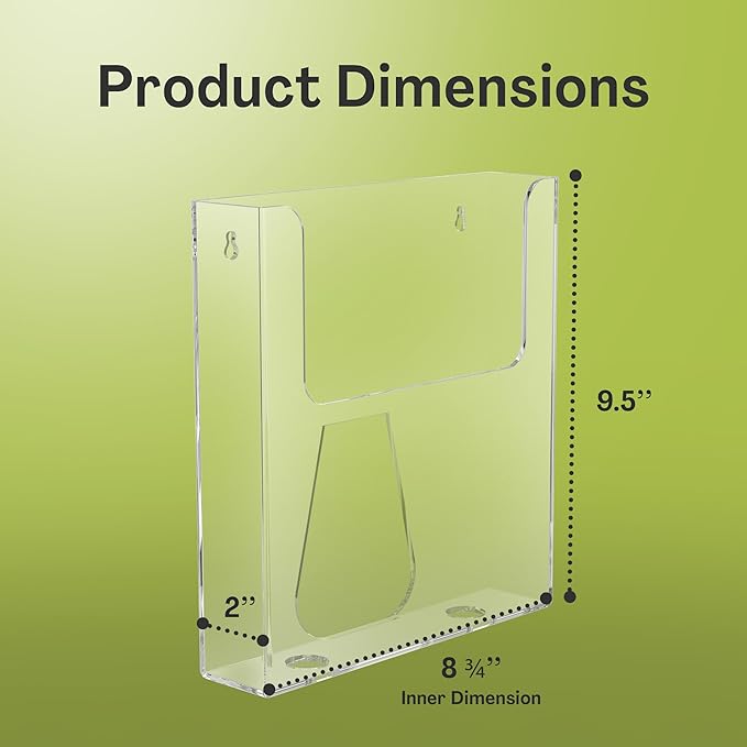 Top Notch Displays Acrylic Brochure Holder for Wall Mounting, Clear Display for 8.5" x 11" Flyers, Literature Holder for Magazines, Pamphlets, Menus, Includes Screws & Plastic Anchors – Pack of 4