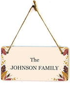 Signs ByLITA Autumn Leaves Personalized Hanging Wall or Door Sign (5 x 10") | Custom Signage for Your Home & Business