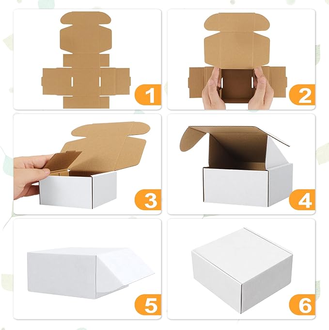 Eupako 6x4x3 Shipping Boxes Small Corrugated Cardboard Box - 25 Pack White Mailing Boxes for Packaging Small Business, Mailer Box