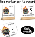 Funny Dumpster Fire Office Desk Decor, Dumpster Fire Desk Accessories Gifts for Women Men Boss Coworker, Boss Day White Elephant Gag Gifts Acrylic Sign A 03