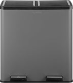 The Step N' Sort 18.5 Gallon Extra Large Capacity, Soft-Step, Dual Trash and Recycling Bin with Removable Inner Bins, Grey