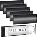 Plecterco 6 Pcs Office Door Signs - 8" x 3" Curved Name Plate Holders for Office, Wall-Mount Door Signs with Plastic Film and Adhesive Tape (6, Black)