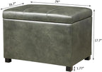 Joveco 24" Faux Suede Storage Ottoman Bench, Rectangle Foot Rest Stool for Living Room, Bedroom, Entryway, Moss Green