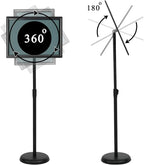 VAIIGO 8.5 x 11 Inch Adjustable Pedestal Sign Poster Stand, Heavy Duty Floor Standing Sign Stand Aluminum Snap Open Display Frame for Vertical and Horizontal View Sign Displayed(Black)