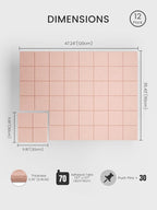 Bumusty Large Cork Board Alternative-47 x35 Felt Bulletin Board Tiles, with 30 Pushpins, 70 Adhesive Tabs, 12-Pack Slat Wall Paneling, Cork Boards for Office Push Pin Board Felt Board-Pink