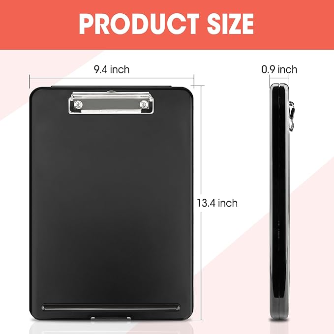 6 Pack Clipboard with Storage, High Capacity Storage Clipboard 8.5 x 11 with Pen Holder, Letter / A4 Size, Inner Plastic Folder Attached for Teacher Office Home, Size 13.4 x 9.4 x 0.9 in