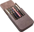 MIVLXLX Leather 6 Fountain Pen/Pencil Tray Case, Handmade, Magnetic Closure with Drawer Design, Gift Choice for Man/Woman/Office, 6 Slots（gray）
