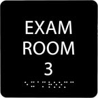 ADA CENTRAL SIGNS - 6" X6" Exam Room 3 Sign - ADA Compliant Tactile Graphics Grade 2 Braille Text Acrylic Wall Signs - Educational Institution Directional Assistance Test Center Door Sign for Schools