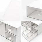 Desk Organizer Stackable Storage Drawers with 3 Compartments Stackable Drawers Great for Desk Storage, Makeup Storage Bathroom Organization Accessories Etc (White)
