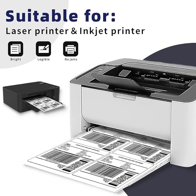 POLYSELLS Self Adhesive 3-1/3'' x 4'' Address Shipping Labels, 6UP White Sticker FBA Labels, Inkjet/Laser Printer Compatible, 6 Labels/Sheet, 100 Sheets/600 Labels, (LS6UPW100)
