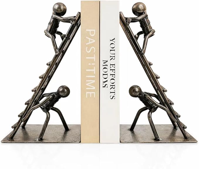 Black Decorative Bookends, Cast Iron Book Stand to Hold Books Heavy Duty, Book Stoppers for Home Decor, Office Desk, Living Room Decor