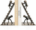 Black Decorative Bookends, Cast Iron Book Stand to Hold Books Heavy Duty, Book Stoppers for Home Decor, Office Desk, Living Room Decor