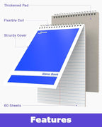 Dynta Steno Pads Spiral 6x9 12 Pack Gregg Rule Notebooks 6 Assorted Covers 60 Sheets White Paper, Writing Note Pads for Note-taking in School Office Home College University Work Travel