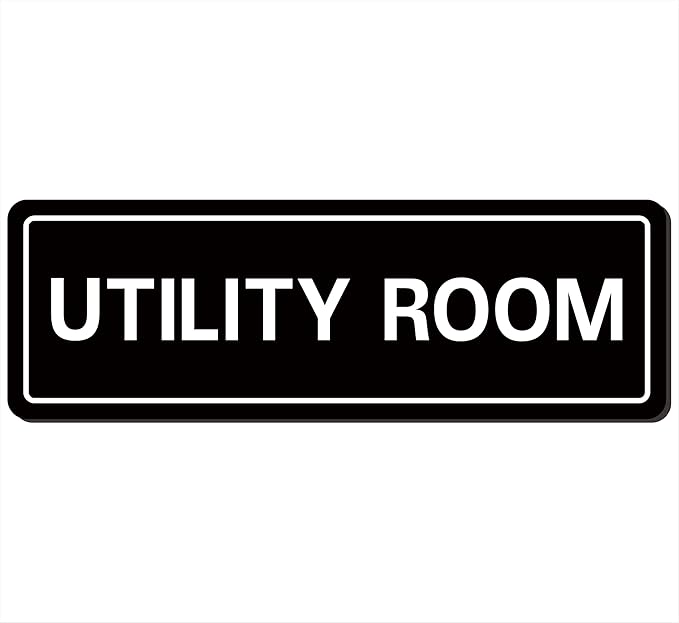 Utility Room Sign, Premium Durable Acrylic Material, Super Strong Adhesive, Quick Installation, Suitable for Your Home and Business (9 × 3 Inches, Black)