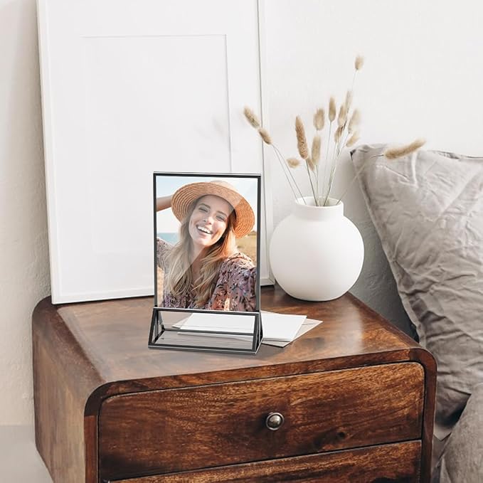 PPH-Sisy Acrylic Sign Holder 5x7 Display Stand, Clear and Stable Table Plastic Paper Holder, Acrylic Frames for Home Office Shop Photo Frames Exhibition Black (6pcs)