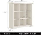 OSCHF Wooden Cube Shelf Bookcase - Modern 3 Tiers Floorstanding Open Bookshelf with Base for Home and Office, 9 Cubes Storage Cabinet, Warm White
