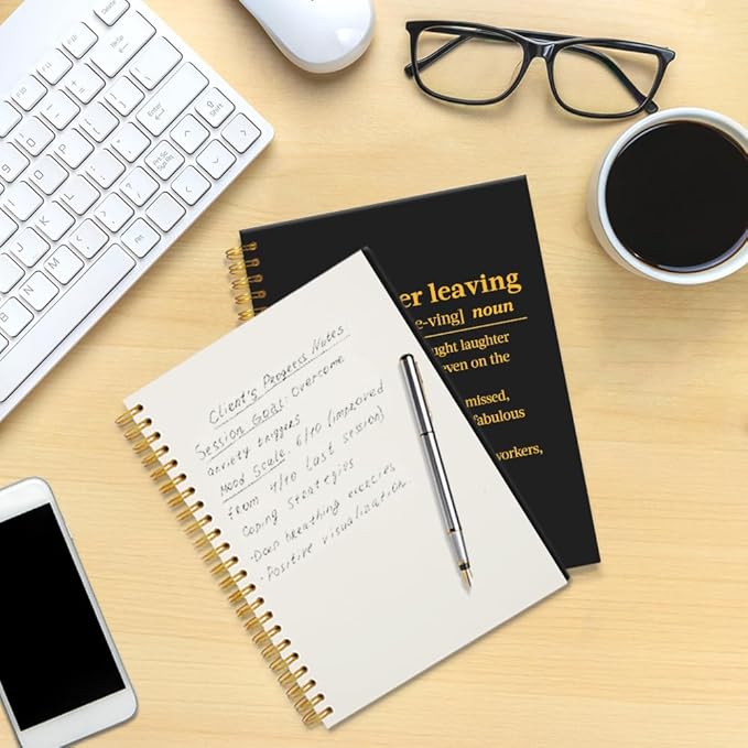 Mhfpl Coworker Leaving Funny Black Golden Spiral 160 pAGES Notebook, Coworker Leaving Job Notebook Gifts, New Start Gifts for Colleagues Staff Employee, Goodbye Gifts for Teammates Office Worker
