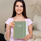 Daily Planner 2026 Full Page Per Day- 2026 Daily & Monthly Planner from January 2026 to December 2026, Day Planner 2026 with 12 Months Tabs, 8.5" x 11", Green