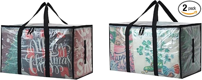 PWRSC Heavy Duty 93L (24.5 Gallon) Stackable Storage Bins with Fully Openable Lids, Moving Bags Heavy Duty, Clear Plastic Totes for Moving Storage, Home Organization, Closet, Dorm Room 2 Pack