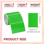 PATIKIL 2 x 3 Inch Rectangle Inventory Color Coding Labels 1 Roll, Square Self-Adhesive Inventory Label Stickers for Office Home Organization Name Tags, 250 Per Roll, Green