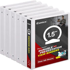 COMIX Sturdy 3 Ring Binder 1.5 inch with Clear View Cover, 1-1/2" Round Ring View Binder, PVC-Free, 2.4mm-Thick, 300 Sheets Capacity of US Letter Size Paper, Office ＆ School Supplies, 6 Pack (White)