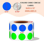 PARLAIM 2 Rolls 2000PCS 3/4" Round Circle Color-Code Dot Stickers,2 Color Style Colorful Coding Label Sticker for Home Office Classroom(Fluorescent Green+Blue)