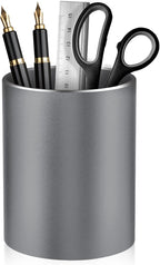 Dopaka Pen Holder for Desk, Pencil cup Pen Organizer for Desk Metal Pencil Holder Pen Cup and Storage Box for Office, School, Home, and Kids Non-slip silicone bottom 3.93 * 3.14inch (Grey)