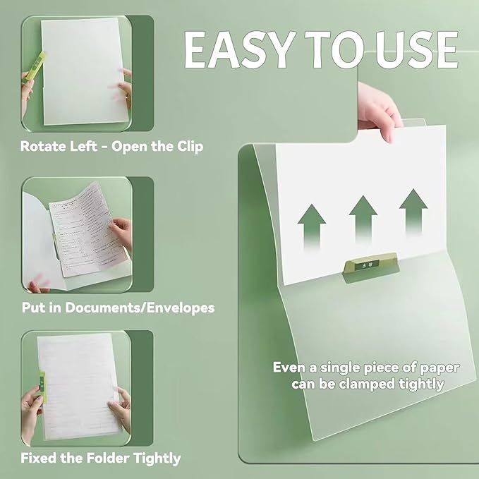 INDKOPVA Plastic Report Covers,20Pcs File Folders Letter A4 Sheet Size, Clear Front Report Covers for Documents Presentation Office School Home Organizer Binder (Plain Color, 20PCS）
