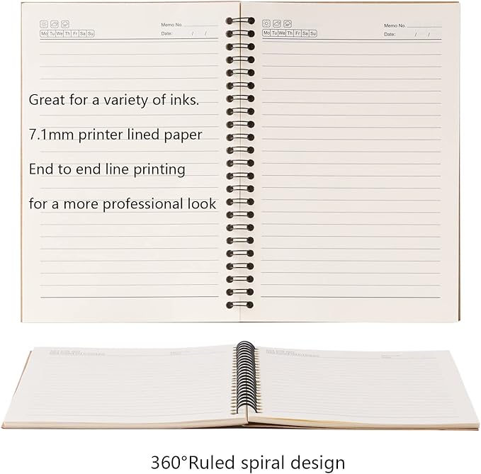 48 Pack A5 Spiral Notebook College Ruled Spiral Notebook Bulk Inches Hardcover Kraft Notebooks Lined Travel Writing Notebooks Journal Notepad for Office School Supplies, 100 Pages, 8.3 x 5.5 Inches