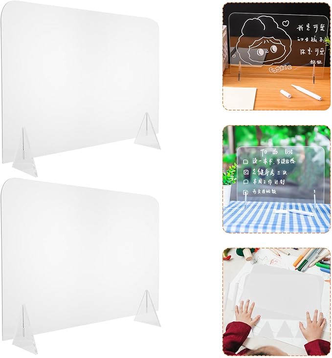 Generic 5Pcs Acrylic Writing Boards 20X30Cm Desktop Message Whiteboards for Office and Student Note Taking, Reusable Memo Boards for Meetings and Study