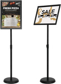 VAIIGO 11 x 17 Inch Adjustable Pedestal Sign Holder Poster Stand, Heavy Duty Floor Standing Sign Holder Stand Aluminum Snap Open Display Frame for Vertical and Horizontal View Sign Displayed(Black)