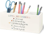 URLLUAE Little Reminders Mental Health Wooden Pen Pencil Holder for Office Desk Accessories, Therapist Gifts, Mental Health Positive Affirmations Makeup Brush Toothbrush Holder Organizer