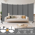 Room Divider (6 Panel) Wall Divider for Room Separation, 132 inch Wide Portable Privacy Screens W/Wheels, Metal Frame Freestanding Room Separators 5.6FT Room Partitions and Dividers