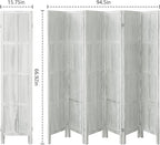 Leesinwing Wood Room Divider 6 Panel Folding Privacy Screen, Classic 5.6Ft Indoor Wooden Partition, Portable Partition Wall Divider for Room Separation, Home, Office, Bedroom, Restaurant (White)