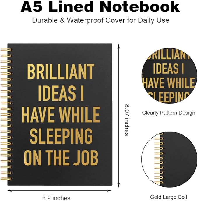 Vgrti Brilliant Ideas I Have While Sleeping on The Job Spiral Notebook, Funny Sarcastic Work Notebook for Office, Work Humor Gifts New Job Gifts for Women Men Coworker Employee Colleague Boss Staff