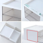 Desk Drawer Organizer, Desk Storage Box with 2 Drawers and 4 Compartments, Multifunctional Desk Accessories & Countertop Organizers for Office School Home (White）