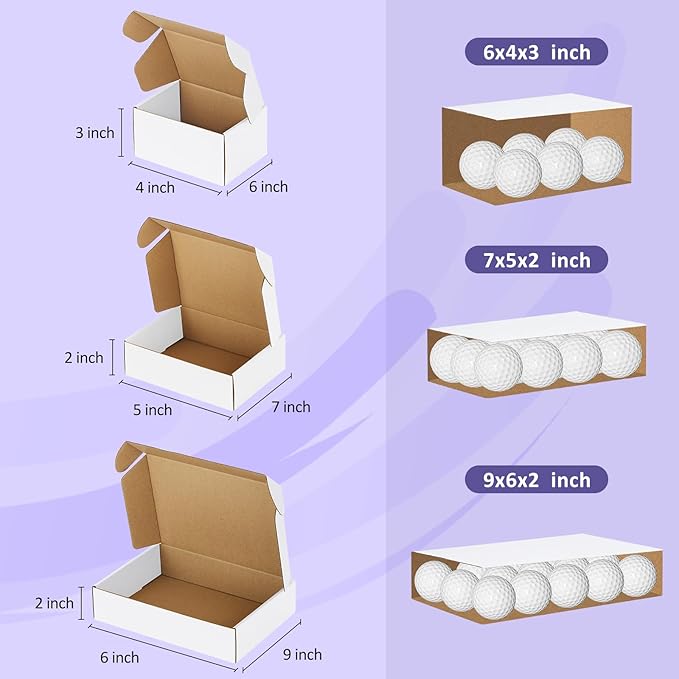 Eupako 30 Pack Small Shipping Boxes Assorted Sizes, 6x4x3, 7x5x2, 9x6x2-10 PCS Each Small Boxes, White Corrugated Box Mailers, Cardboard Boxes for Packaging Small Business, Mailing