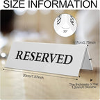 6 Pieces Plastic Reserved Table Sign Table Tent Wedding Guest Reservation Seat Sign for Restaurant Wedding Chairs(7.9 x 2.7 Inches,Black Words White Background)