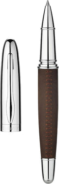 BEILUNER 318 Luxury Leather Pen, Full Grain Oil Tan Crazy Horse Cowhide Leather, Chrome-Plated Finish, Schmidt Ink Refill, Best Rollerball Pen Gift for Men & Women,Executive, Professional, Nice Pens
