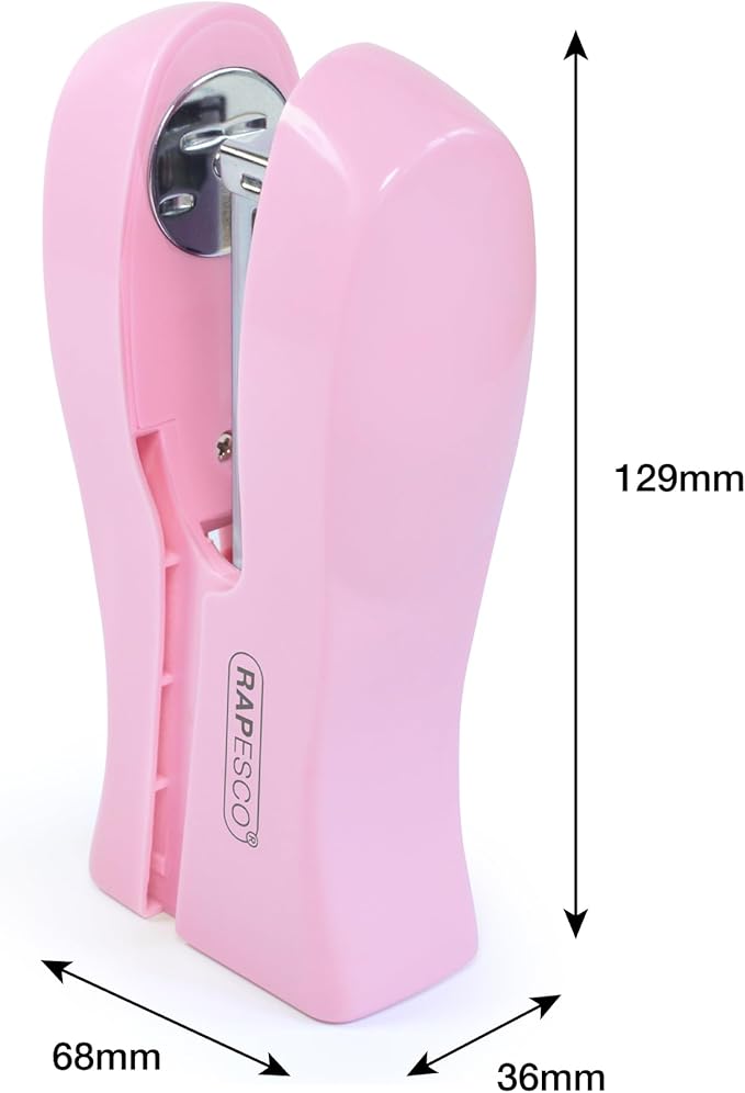 Rapesco 1378 Stand Up/Space-Saving Stapler, 20 Sheet Capacity, Candy Pink