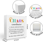 Chaos Coordinator Wood Box Sign, Chaos Coordinator Gifts, Thank You Gifts for Coworker Manager Teacher Nurse, Office Bedroom Home Desk Cubicle Table Shelf Decor Administrative Professional Day