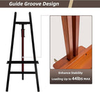 Stuelloaf Large A-Frame Wooden Painting Display Black Easel, Large Adjustable Pine Wood Standing Easel Holding Canvas Up to 60'', Solid Wood for Display, Wedding Sign or Painting-Black